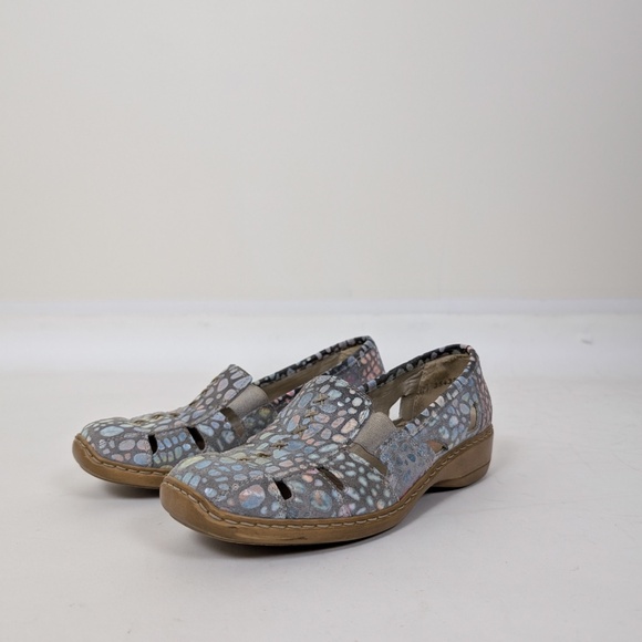 Rieker Leather Flats Slip On Pastel Square Toe Comfortable Anti Stress - Picture 4 of 7